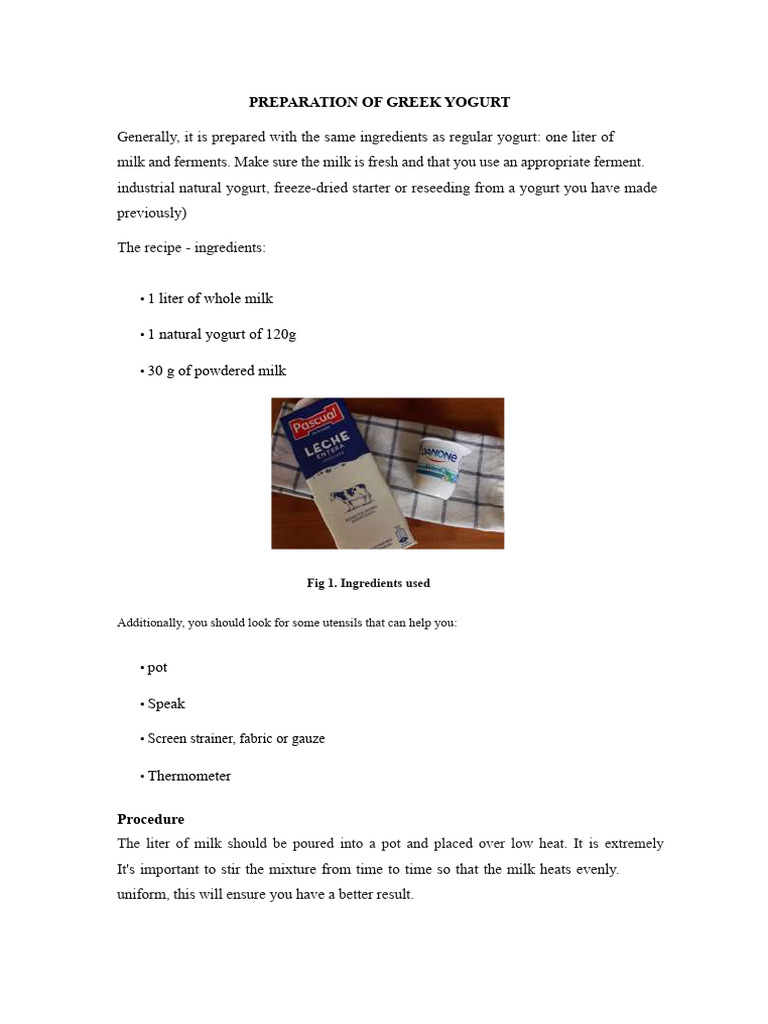 Preparation Of Greek Yogurt Pdf Yogurt Milk