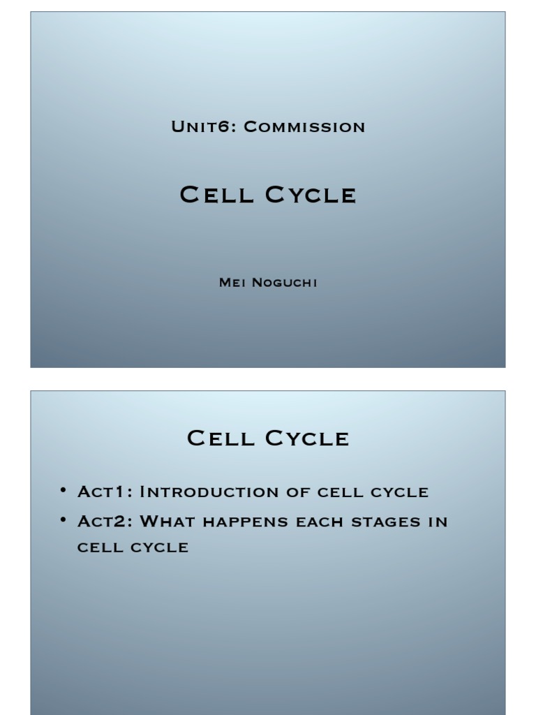 Cell Cycle: Unit6: Commission | PDF