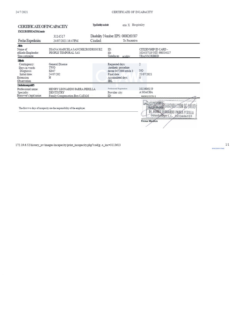 Certificate of Incapacity Details | PDF | Health Care | Medicine