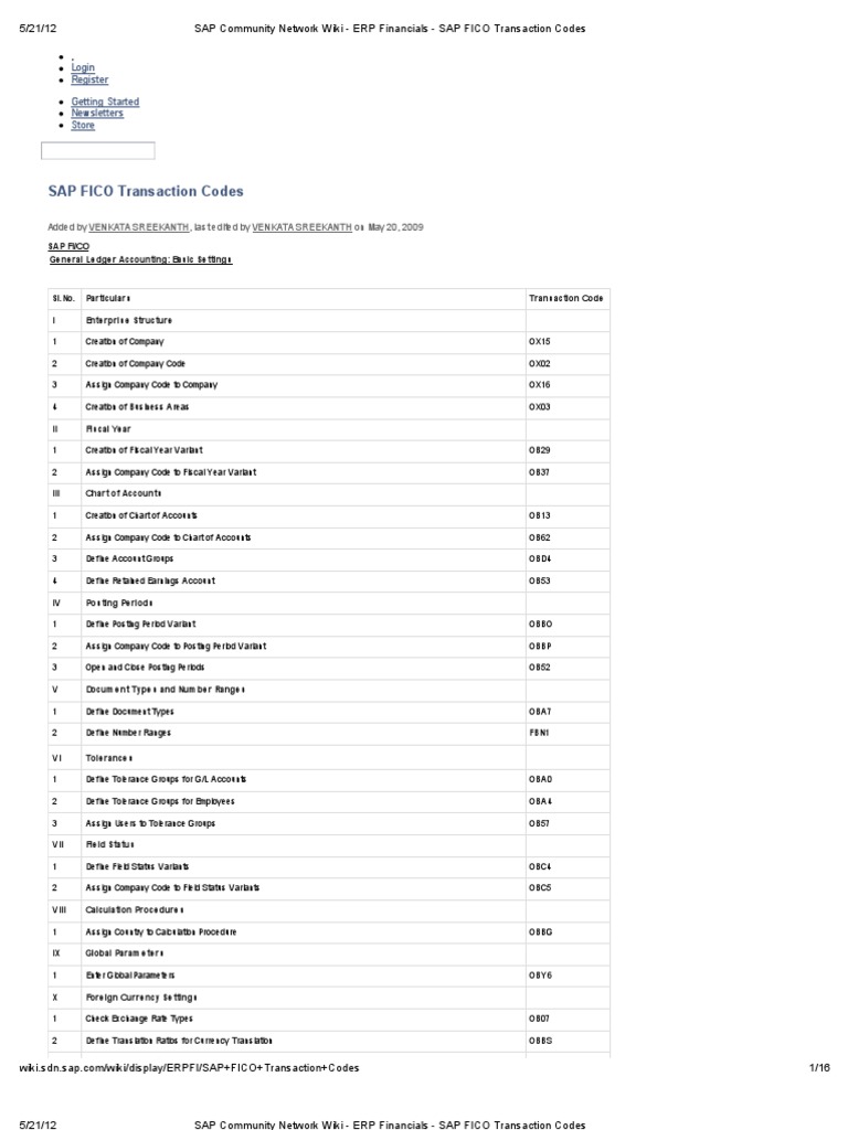 SAP FICO Transaction Codes | PDF | Invoice | Payments