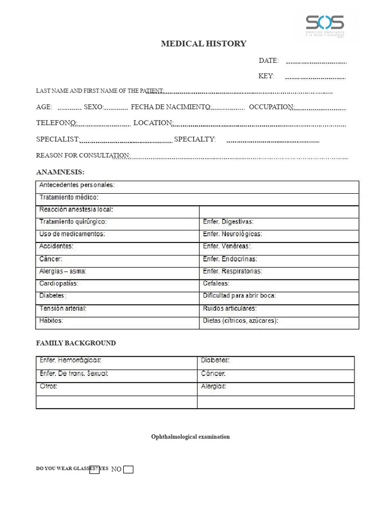 Ophthalmology Clinical History Format. | PDF