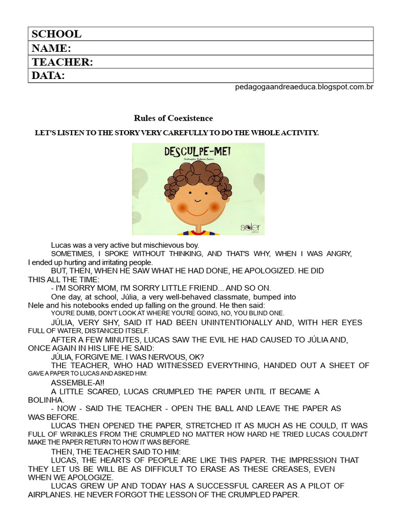 Activity Sorry Me | PDF