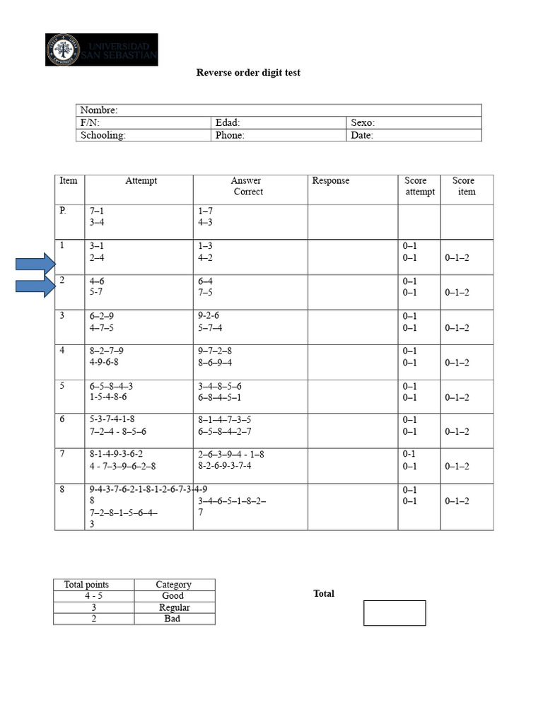 Reverse Digit Test | PDF