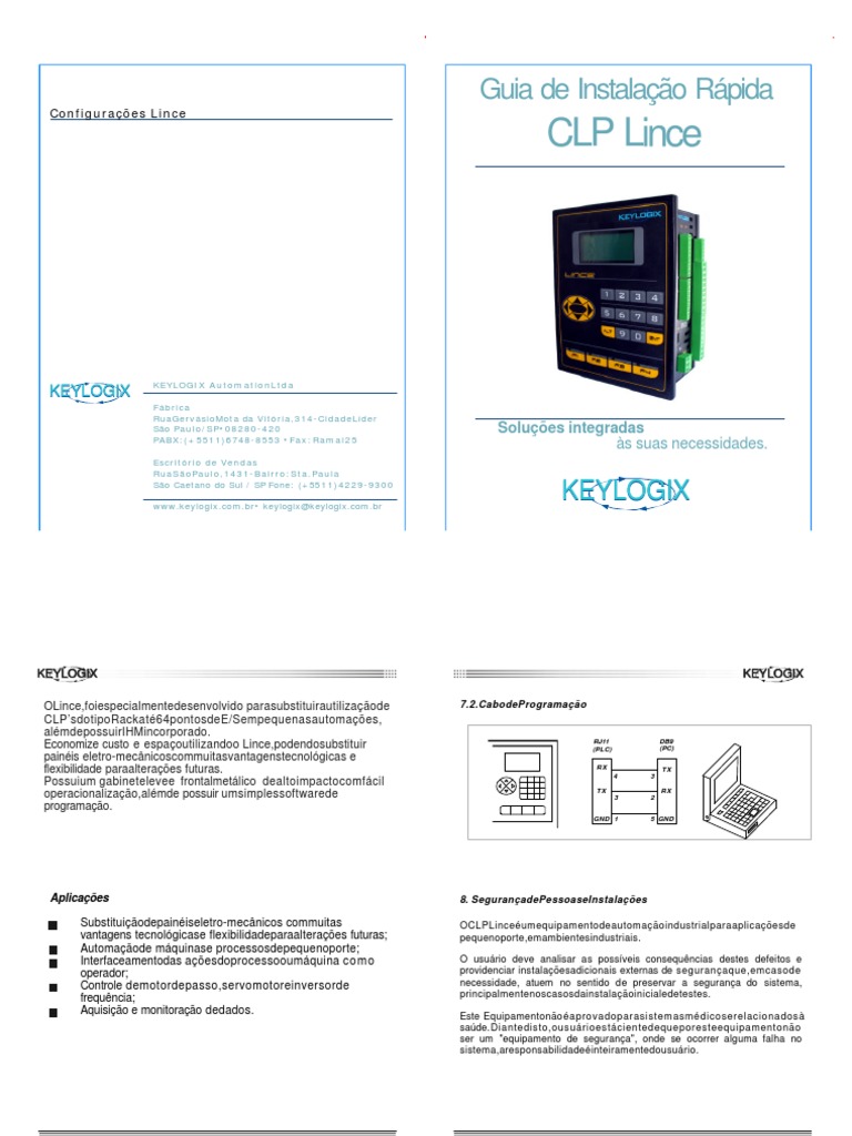 Instalação do CLP Lince Keylogix | PDF | Controlador lógico programável ...