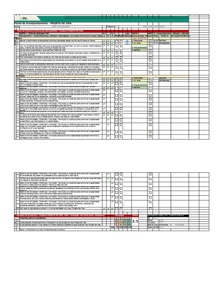 Acompanhamento do Projeto de Vida Escolar | PDF | Vida