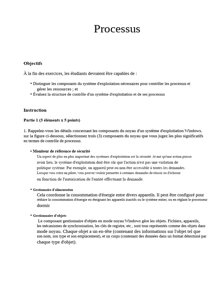 Gestion des processus dans les systèmes d'exploitation | PDF | Système ...