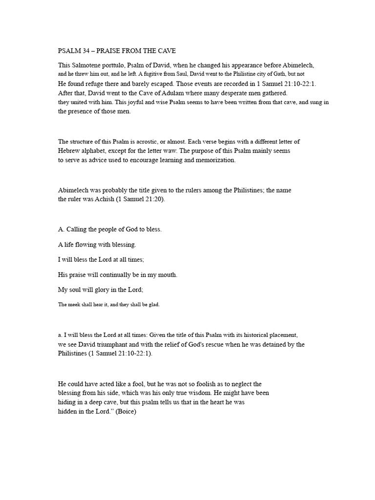 Psalm 34 Pdf David Jesus