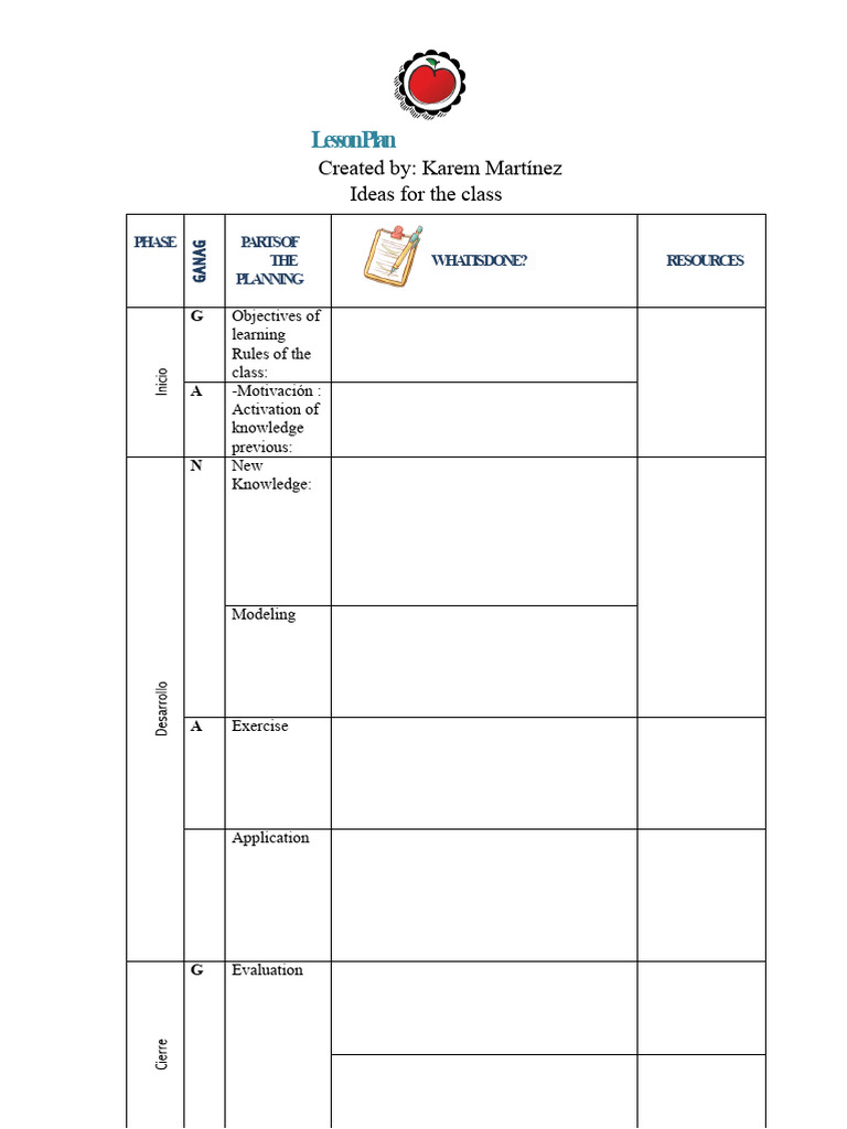 Lesson Plan Template PDF | PDF