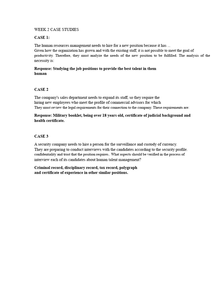 Week 2 HR Case Studies Analysis | PDF