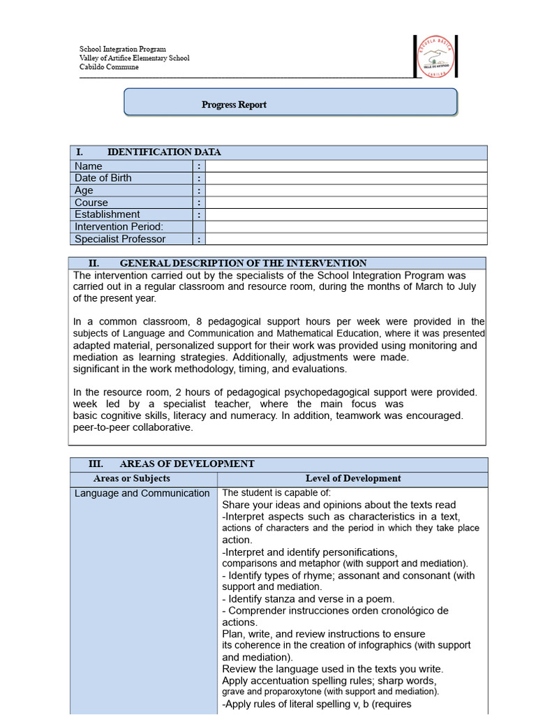 Progress Report | PDF | Literacy | Pedagogy