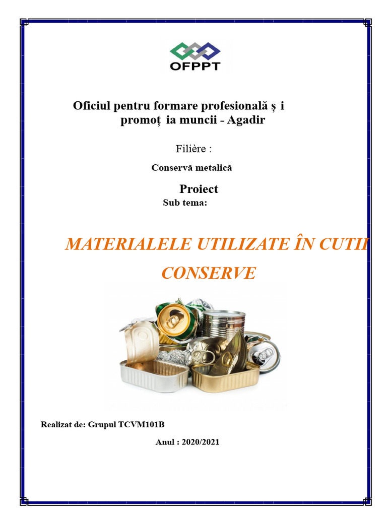 Materialele Utilizate În Cutiile de Conserve | PDF