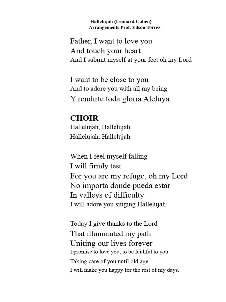 Hallelujah Lyrics and Arrangements | PDF
