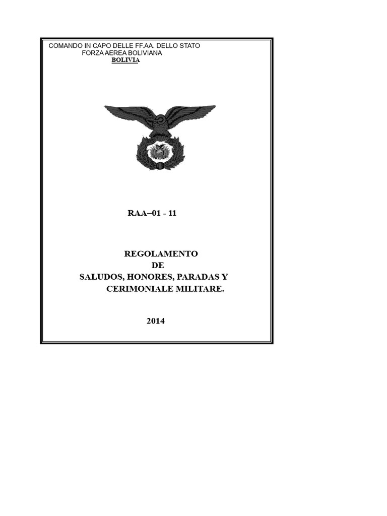 RAA-11 Regolamento Dei Saluti, Onori, Parate e Cerimoniale Militare PDF ...