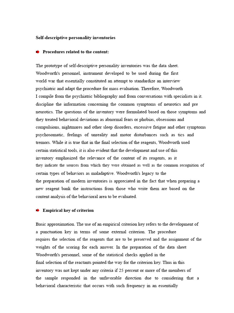 Self-Descriptive Personality Inventories | PDF | Psychological ...