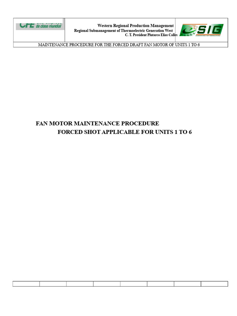 Maintenance Procedure For Forced Draft Fan Motor For Units 1 To 6 | PDF ...