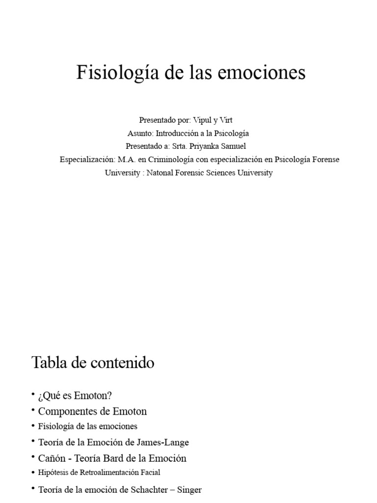 Fisiología y Teorías de las Emociones | PDF | Las emociones | Cerebro