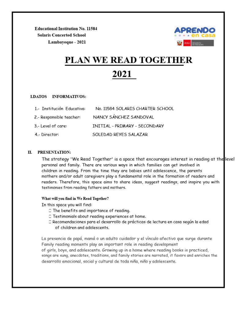 We Read Together Initial-Primary - Secondary | PDF | Adolescence ...