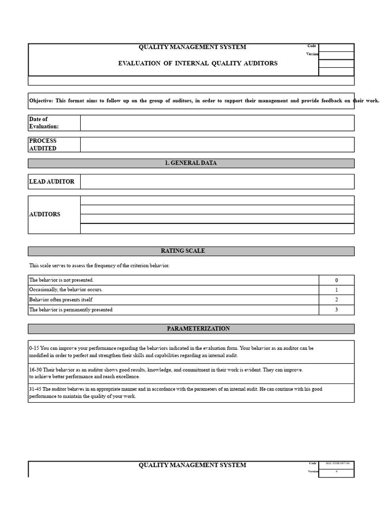 Auditor Evaluation | PDF | Audit | Evaluation