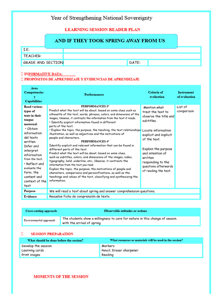 Iv Session Fri 23 Reading Plan Spring | PDF | Reading Comprehension ...