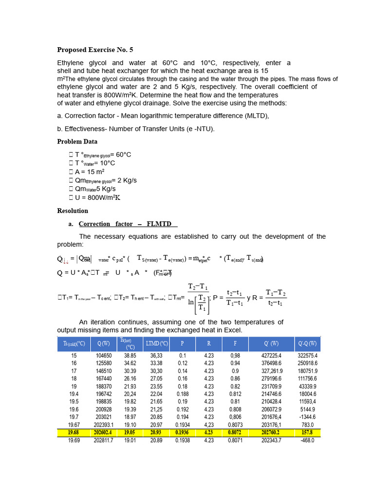 Heat Exchanger Analysis: Glycol & Water | PDF | Heat | Heat Transfer