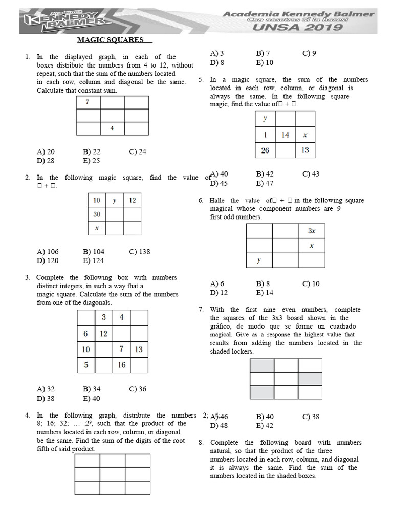 Magic Squares | PDF | Discrete Mathematics | Chess
