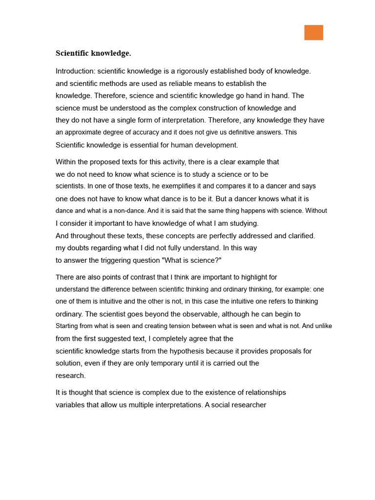 Understanding Scientific Knowledge and Methods | PDF | Knowledge | Science