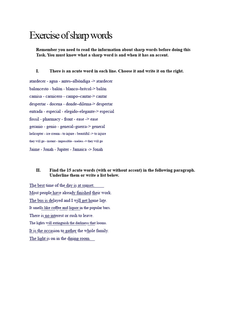Exercise On Acute Words-2 PDF | PDF