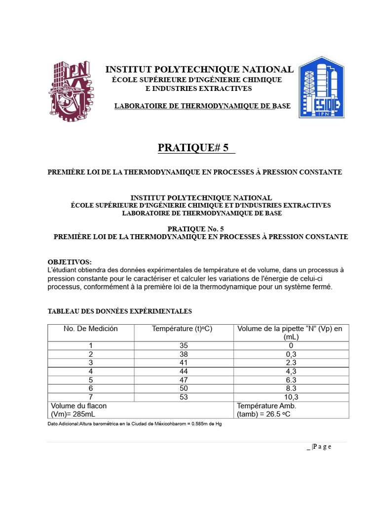Première Loi de la Thermodynamique en Pratique | PDF | Chaleur ...