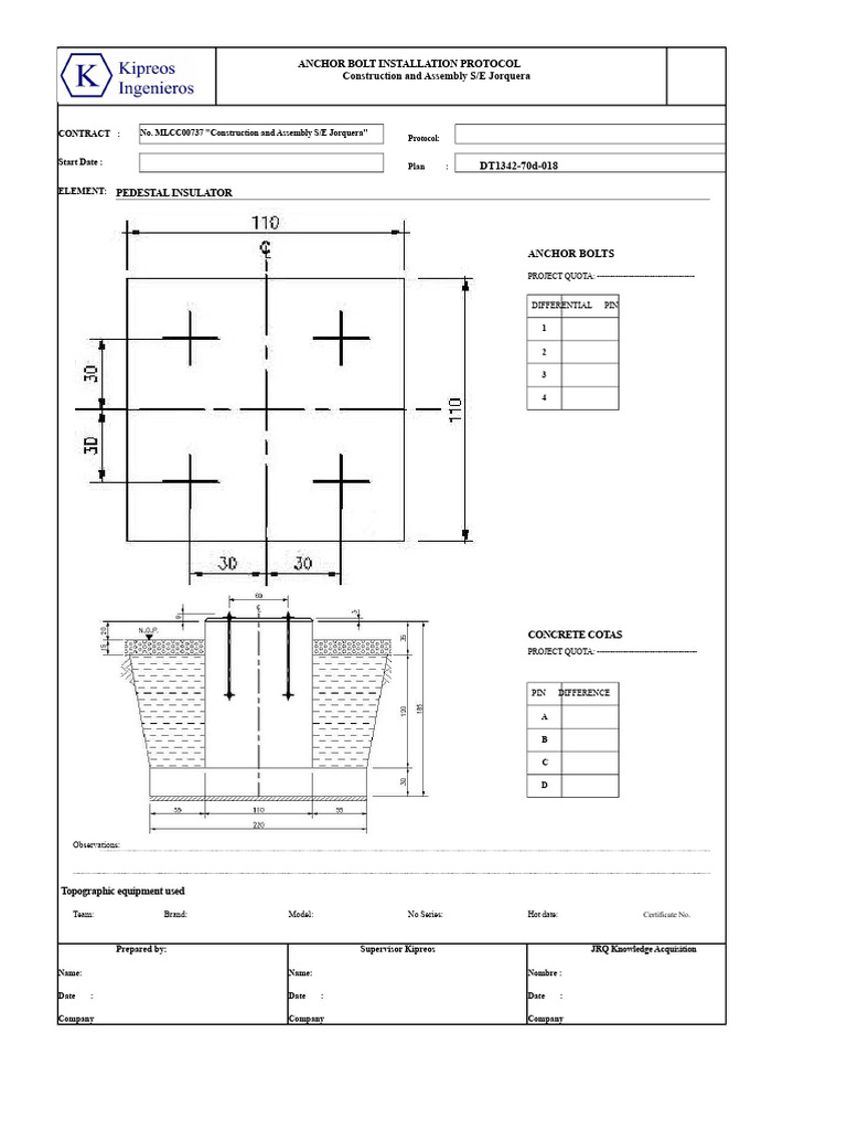 Anchor Bolt Installation Protocol | PDF