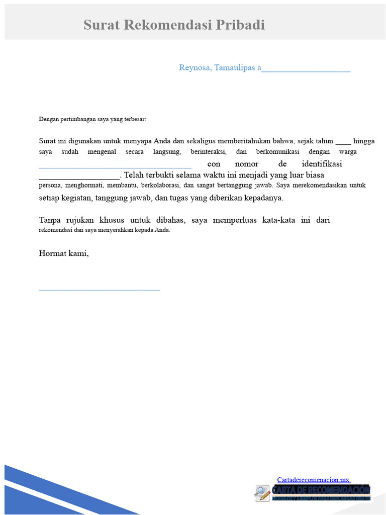 Surat Rekomendasi Pribadi | PDF