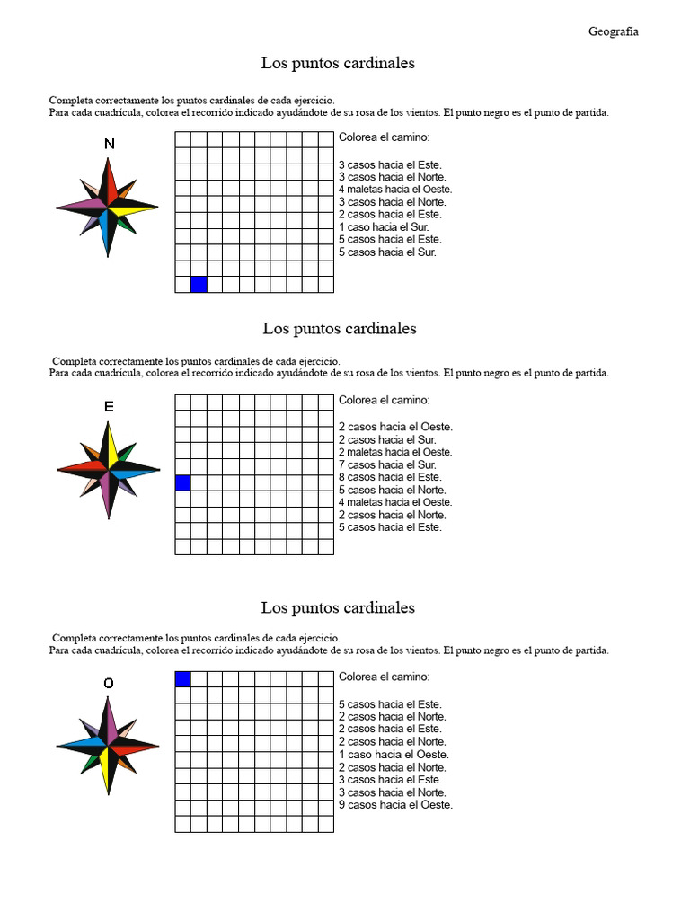 Ejercicios de Puntos Cardinales y Rosa de Vientos | PDF | Navegación
