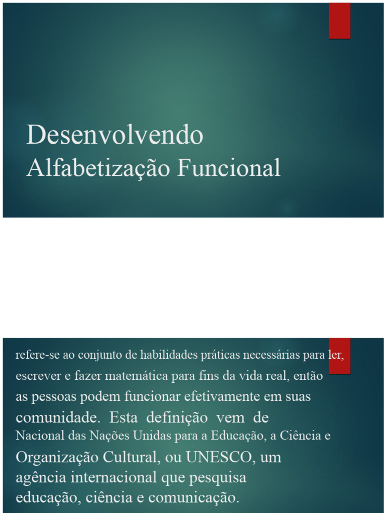 Importância da Alfabetização Funcional | PDF | Alfabetização | Aprendizado