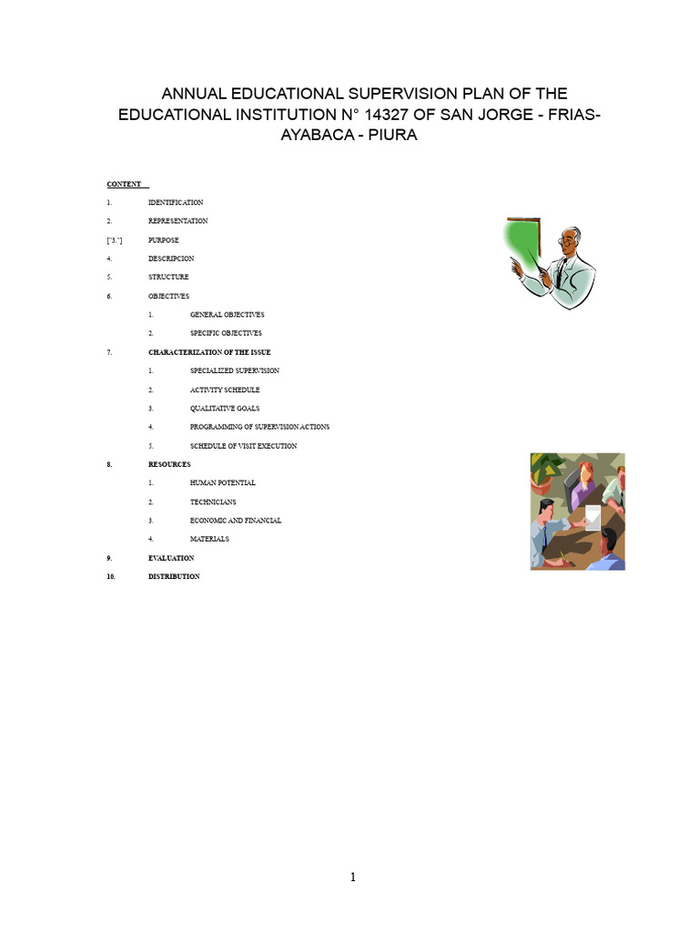 Annual Supervision Plan of The Educational Institution N | PDF ...