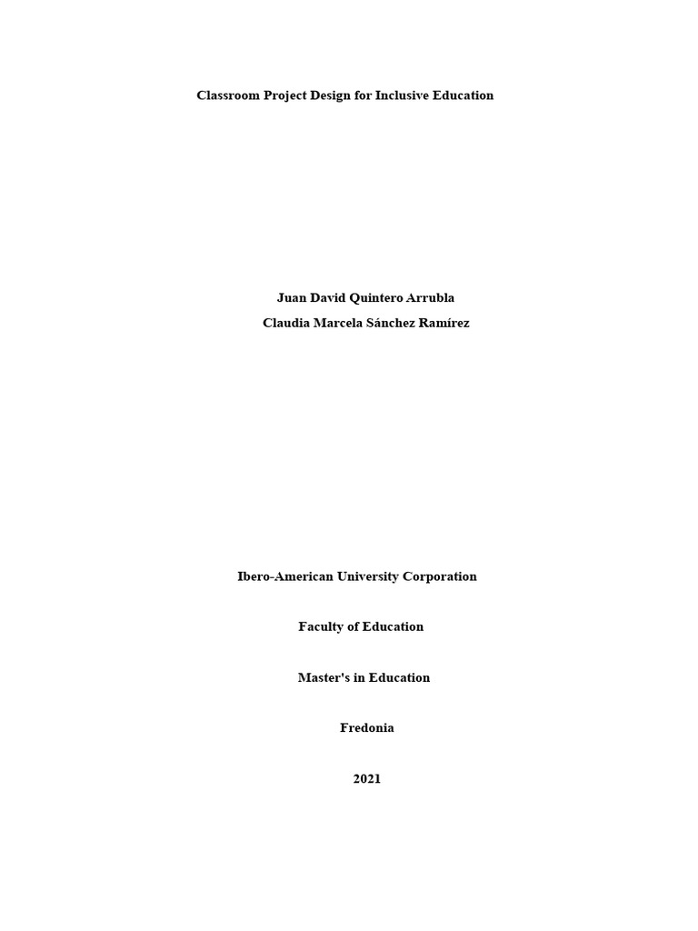 Classroom Project Design For Inclusive Education | PDF | Learning ...