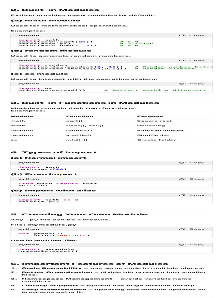 Python Modules Features | PDF