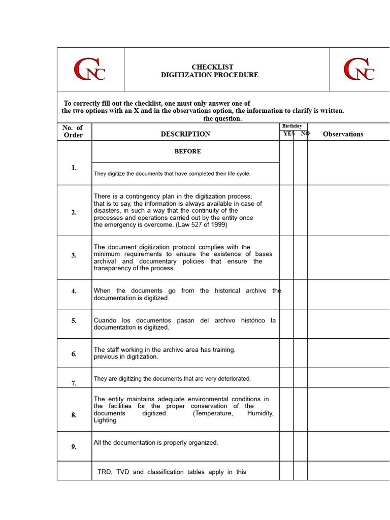 Document Digitization Checklist Guide | PDF | Image Scanner