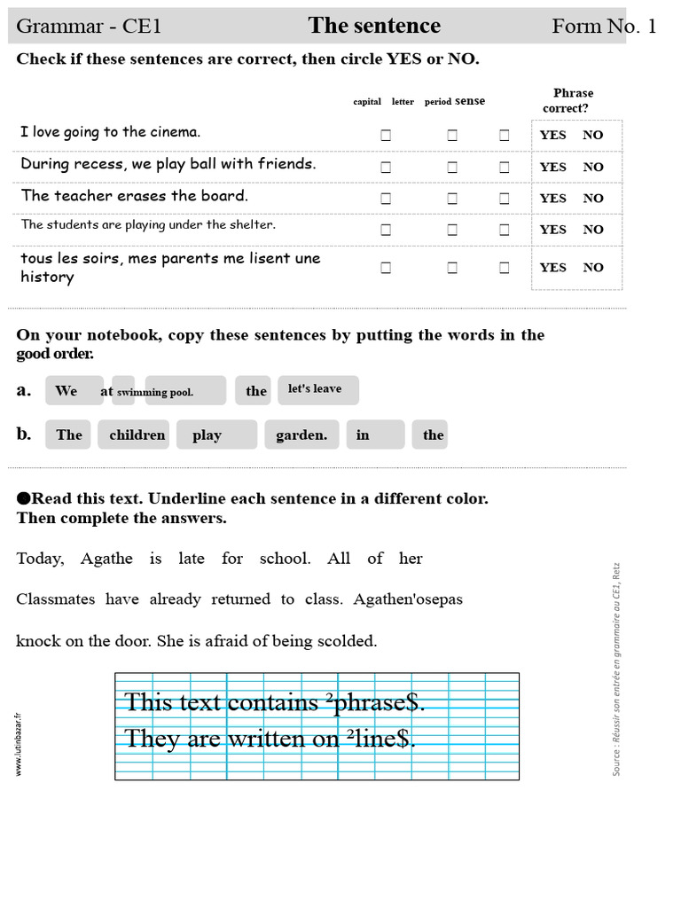Exercise Sheets CE1 LutinBazar | PDF