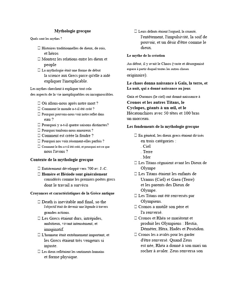 Introduction à la mythologie grecque | PDF | Divinités olympiennes ...