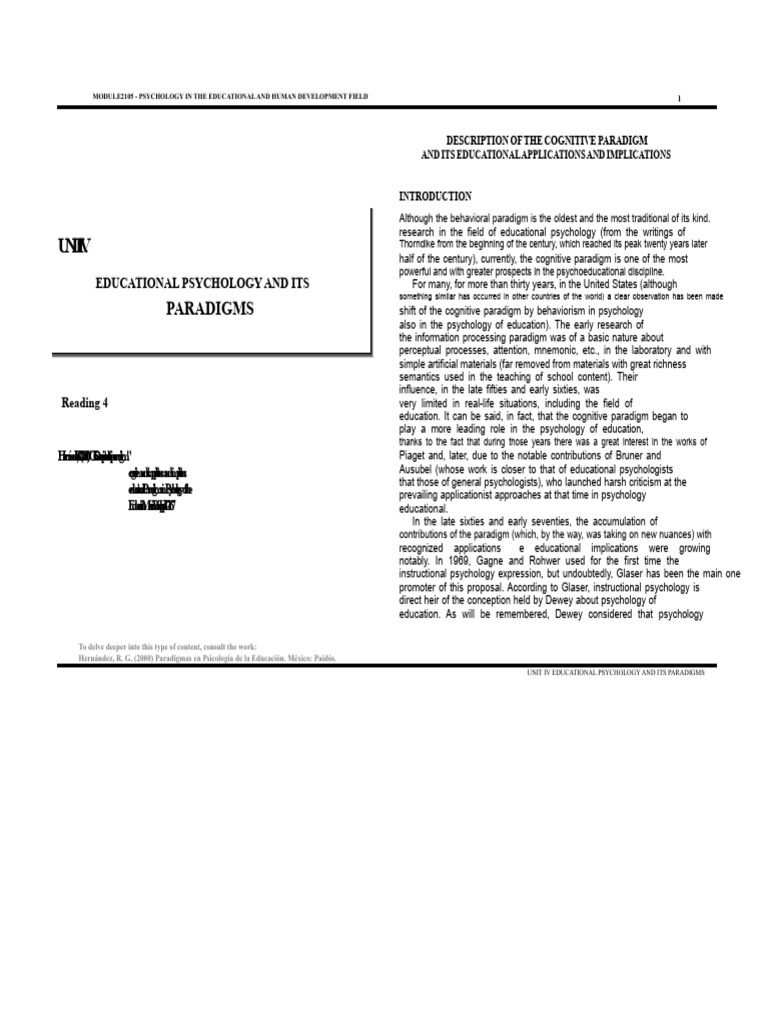 Cognitive Paradigm in Educational Psychology | PDF | Cognitive Science ...