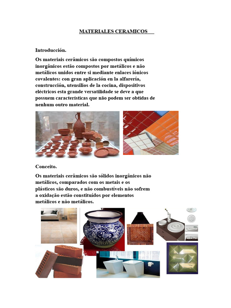 Materiais Cerâmicos | PDF | Metais | Química Física