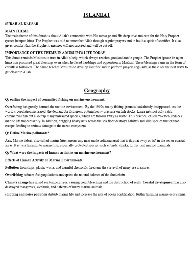 Islamiat, History, Geography | PDF | Earth Sciences