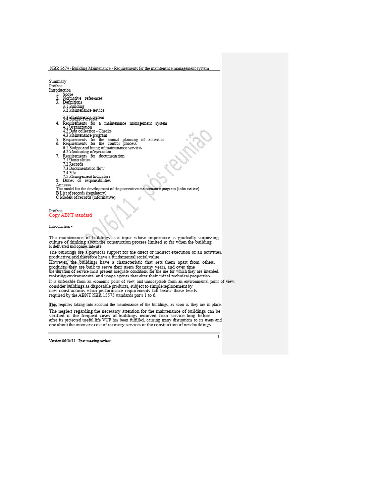 NBR 5674 - Maintenance of Buildings (Updated - 2012) PDF | PDF | Budget ...