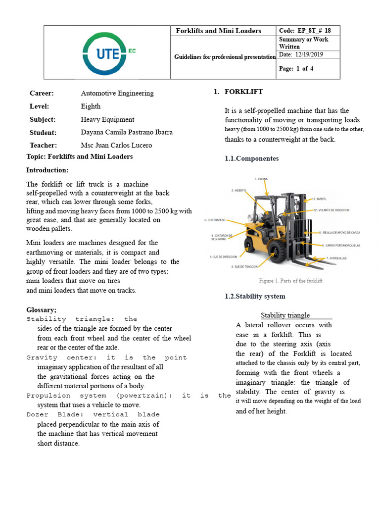 Forklift and Mini Loader Overview Guide | PDF | Forklift | Loader ...