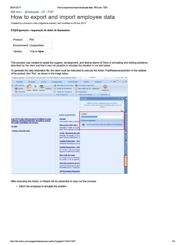 Exporting and Importing Employee Data | PDF