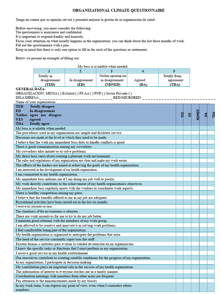 Health Organization Climate Survey | PDF | Salary | Social Psychology