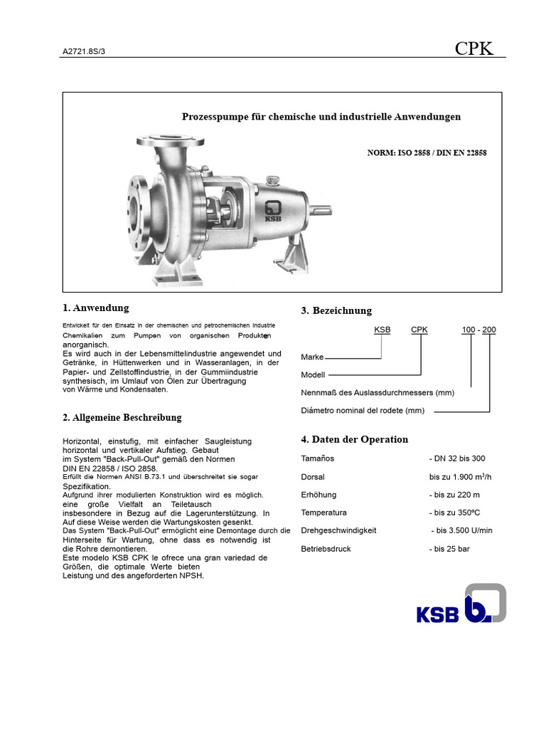 Handbuch - KSB CPK (Äquivalent Emica CPK) | PDF
