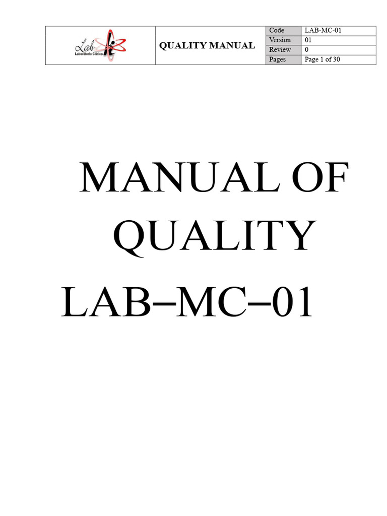 Laboratory Quality Management Manual | PDF | Verification And ...