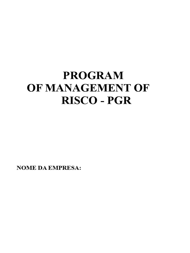 Programa de Gerenciamento de Riscos - PGR | PDF