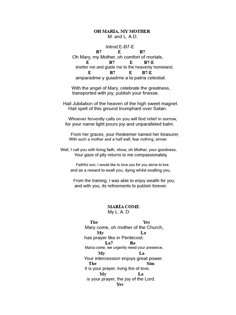 Devotional Songs to Mother Mary | PDF | Mary, Mother Of Jesus ...