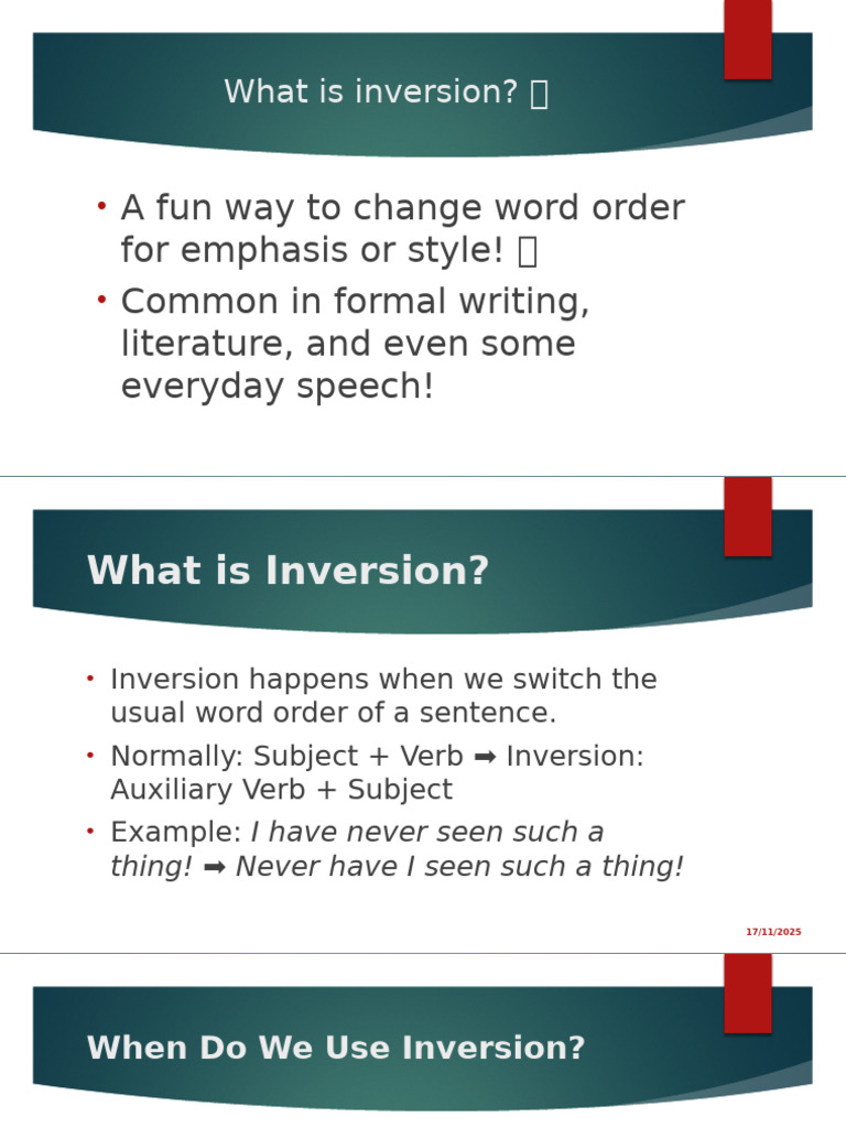 Understanding Inversion in English | PDF